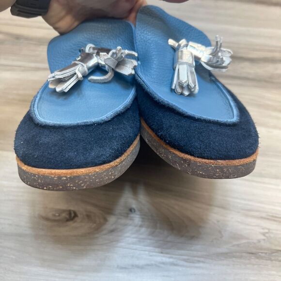 U-Dot Japanese Blue Leather Slip On Mules Size 8 Handmade Japan - Picture 5 of 10